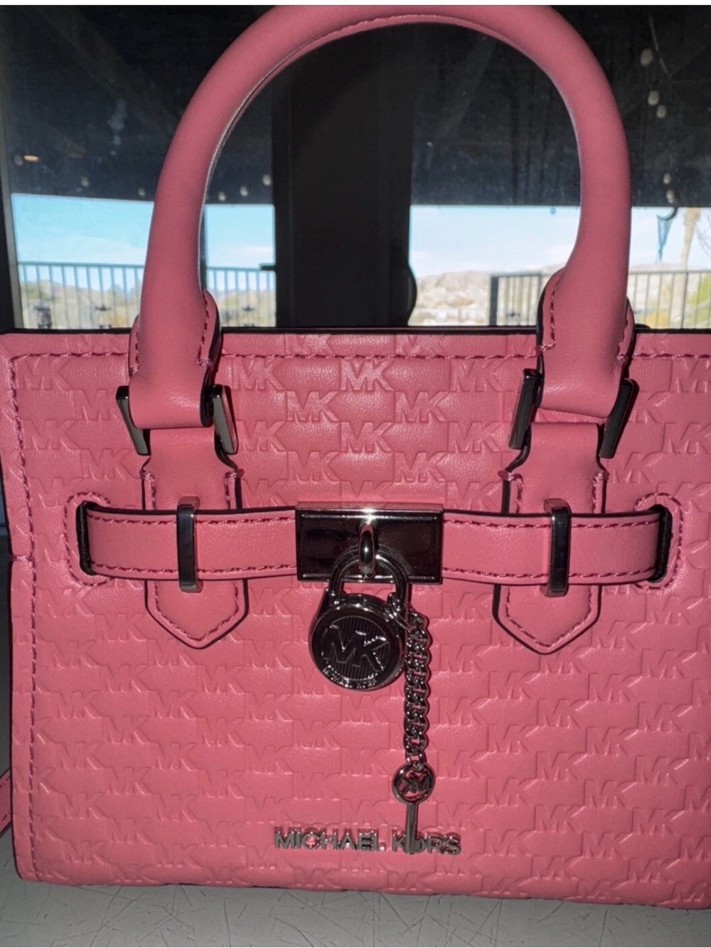 Michael Kors Pink Embossed Leather Mini Satchel with Charm - Picture 12 of 12
